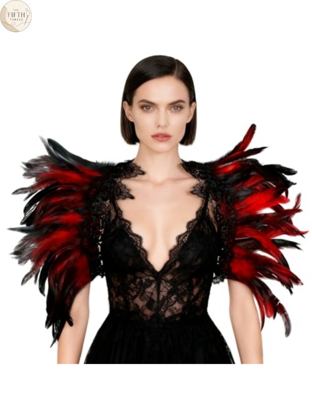 Feather Cape Shawl Lace Collar Halloween Costume Wrap